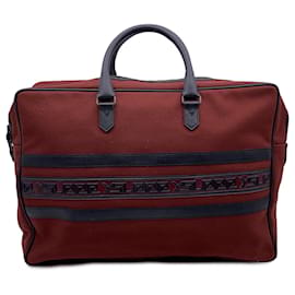 Yves Saint Laurent Vintage Burgundy Canvas Travel Weekend Bag Dark red