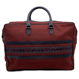 Yves Saint Laurent-Vintage Burgundy Canvas Travel Weekend Bag-Dark red