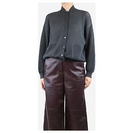 Brunello Cucinelli Dunkelgraue Bomberjacke aus Netzstoff – Größe L Grau