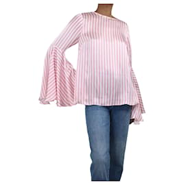 Autre Marque-Pink striped super flared sleeve top - size UK 10-Pink