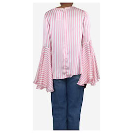 Autre Marque-Pink striped super flared sleeve top - size UK 10-Pink