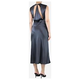 Calvin Klein-Grey sleeveless cutout back silk midi dress - size UK 10-Grey