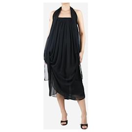 Dolce & Gabbana-Vestido largo asimétrico drapeado en negro - talla UK 8-Negro