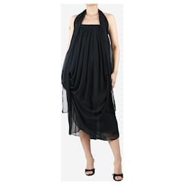 Dolce & Gabbana-Vestido maxi assimétrico drapeado preto - tamanho UK 8-Preto