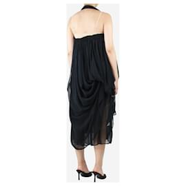 Dolce & Gabbana-Vestido maxi assimétrico drapeado preto - tamanho UK 8-Preto