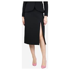 Gucci-Falda midi negra en mezcla de seda y lana - talla UK 42-Negro