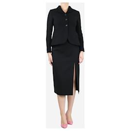 Gucci-Falda midi negra en mezcla de seda y lana - talla UK 42-Negro