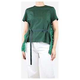 Sacai-Top plisado con espalda de encaje verde - Marca talla 2-Verde