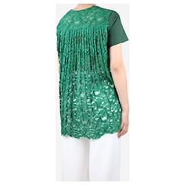 Sacai-Green lace-back pleated top - Brand size 2-Green