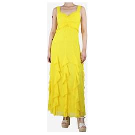 Alice + Olivia-Yellow embroidered midi dress - size UK 8-Yellow