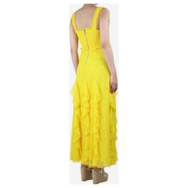 Alice + Olivia-Yellow embroidered midi dress - size UK 8-Yellow