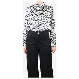 Roberto Cavalli Camicia bianca con stampa leopardata - taglia UK 10 Bianco