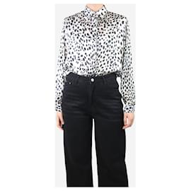 Roberto Cavalli-Camisa blanca con estampado de leopardo - talla UK 10-Blanco