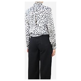 Roberto Cavalli-Camisa blanca con estampado de leopardo - talla UK 10-Blanco