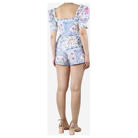 Farm Rio-Playsuit mit mehrfarbigem Blumenmuster und Gürtel – Größe S-Mehrfarben