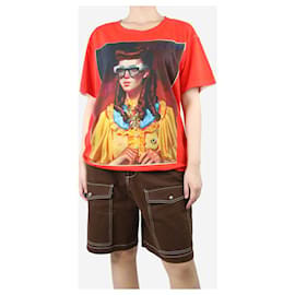 Gucci-Rotes Portrait-T-Shirt - Größe L-Rot