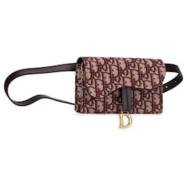 Dior-Dior Red Oblique Canvas Saddle Belt Bag-Red