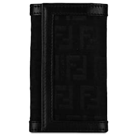 Fendi-Fendi Black Zucca Canvas Key Holder-Black