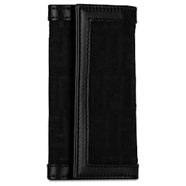 Fendi-Fendi Black Zucca Canvas Key Holder-Black