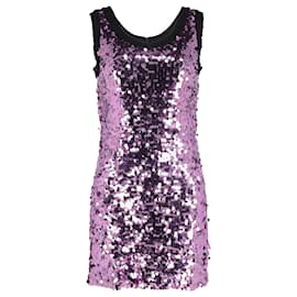 Dolce & Gabbana-Mini-robe droite Dolce & Gabbana en sequins violets et polyester-Violet