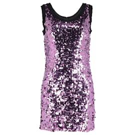 Dolce & Gabbana-Dolce & Gabbana Shift Mini Dress in Purple Sequin and Polyester-Purple