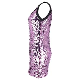Dolce & Gabbana-Dolce & Gabbana Minivestido recto en lentejuelas moradas y poliéster-Púrpura