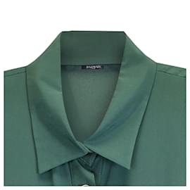 Balmain-Camisa Balmain com botões em seda verde-Verde,Verde oliva