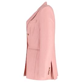 Max Mara-Blazer Max Mara Lamine con botonadura forrada en sarga de mezcla de seda rosa pastel-Otro