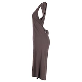 Rick Owens-Rick Owens Lilies Asymmetric Draped-open Back Midi Dress in Brown Viscose-Brown