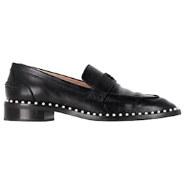 Stuart Weitzman-Mocasines Stuart Weitzman con tachuelas de perlas en cuero negro-Negro