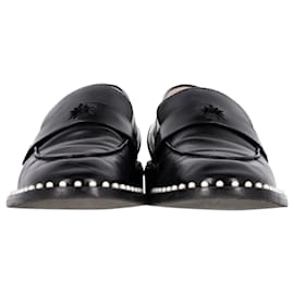 Stuart Weitzman-Mocasines Stuart Weitzman con tachuelas de perlas en cuero negro-Negro