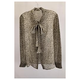 Saint Laurent-Yves Saint Laurent Short Sleeve Top in Animal Print Wool-Other,Python print