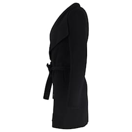 Joseph-Joseph Belted Wrap Coat in Black Wool-Black