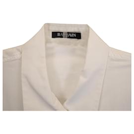 Balmain-Camisa Balmain Gold Button em Algodão Branco-Branco,Cru