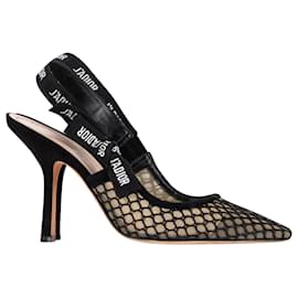 Dior-Dior J'Adior Slingback Pump in Black Mesh and Leather-Black