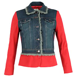 Moschino-Moschino Jeans Vintage-Panel-Jacke aus rotem und blauem Denim-Rot,Bordeaux