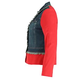 Moschino- Moschino Jeans Vintage Panel Jacket in Red and Blue Denim-Red,Dark red