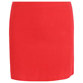 Moschino-Minifalda con panel Moschino en algodón rojo y denim azul-Roja