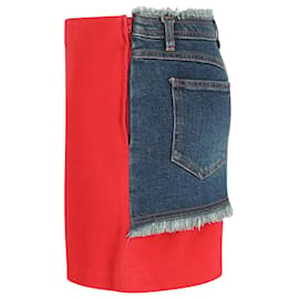 Moschino-Mini-jupe Moschino Panel en coton rouge et denim bleu-Rouge