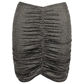 Lisa Marie Fernandez-Lisa Marie Fernandez Ruched Mini Skirt in Metallic Black Nylon-Metallic