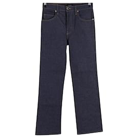 Khaite-Khaite The Vivian High Rise Modern Bootcut Jeans in Blue Cotton-Blue