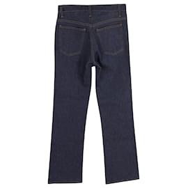 Khaite-Khaite The Vivian High Rise Modern Bootcut Jeans in Blue Cotton-Blue