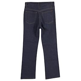 Khaite-Khaite Jean bootcut moderne taille haute The Vivian en coton bleu-Bleu