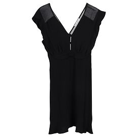 Sandro – Kleid mit V-Ausschnitt aus schwarzer Viskose Schwarz
