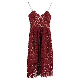 Self portrait-Self-Portrait Azalea Dress in Burgundy Polyester-Red,Dark red