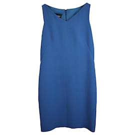 Akris-Akris V-neck Shift Dress in Blue Wool -Blue,Light blue