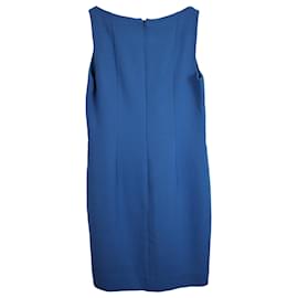 Akris-Akris V-neck Shift Dress in Blue Wool -Blue,Light blue