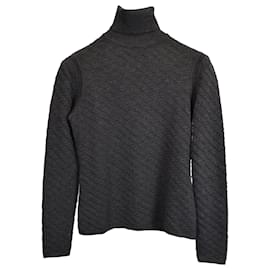 Missoni-Missoni Textured Turtleneck Sweater in Gray Wool-Grey