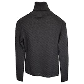 Missoni-Missoni Strukturierter Rollkragenpullover aus grauer Wolle-Grau