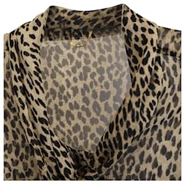 Saint Laurent-Blusa Babycat De Georgette De Seda Con Estampado Animal De Saint Laurent-Otro